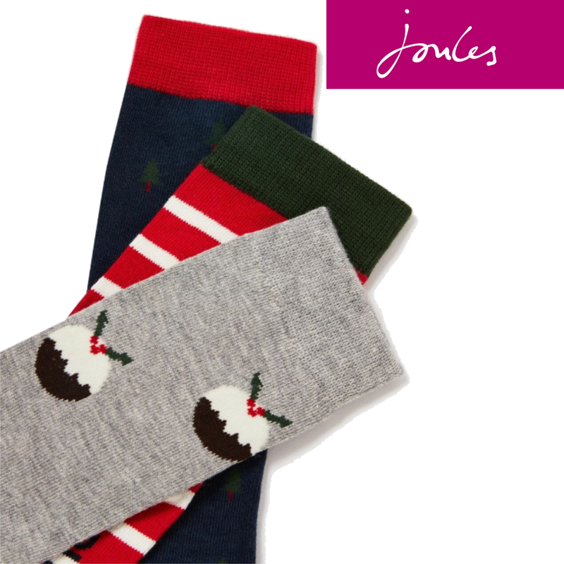 Joules Boys Brilliant Bamboo 3 Pk Socks  - Festive Snowman -2